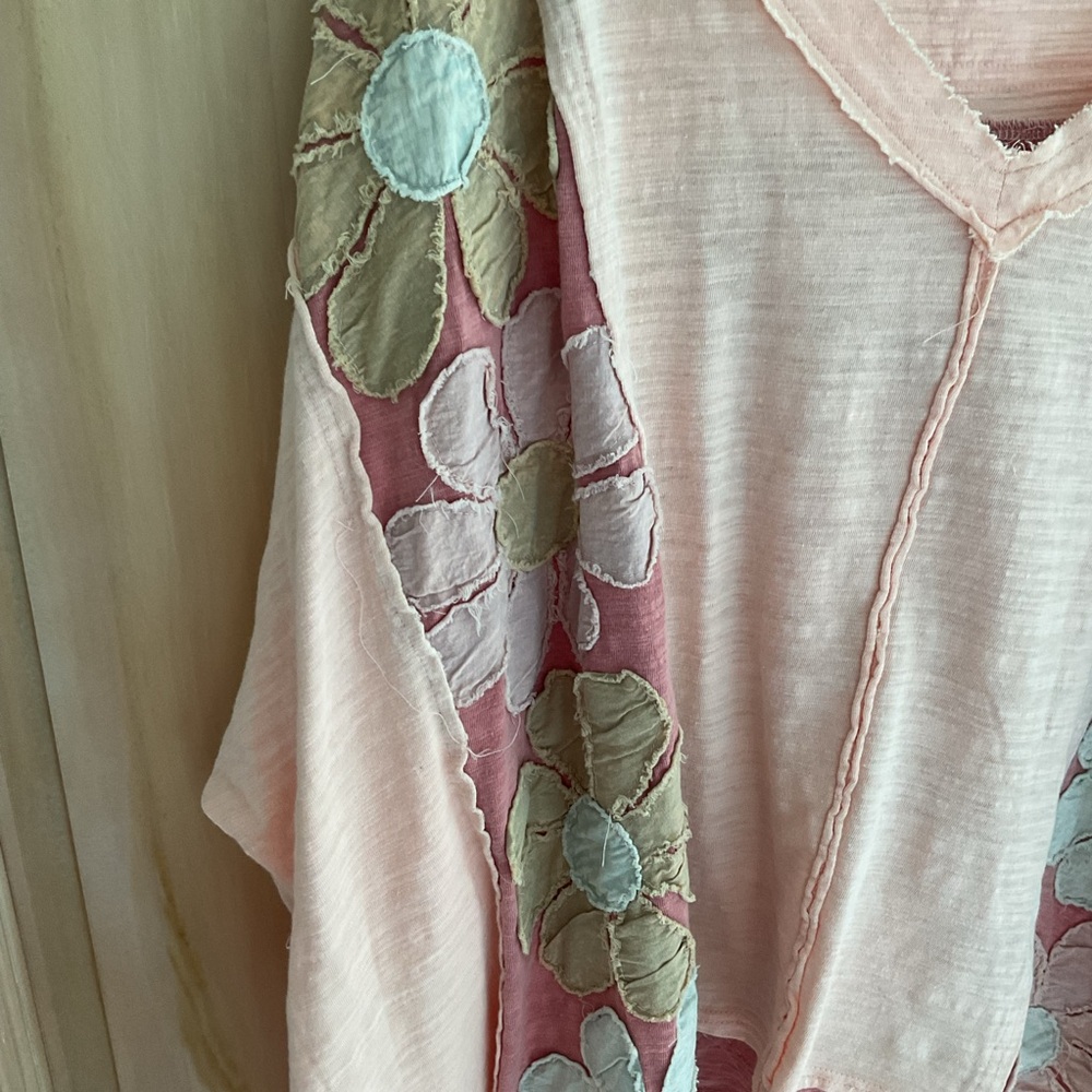 Women’s pink and coral boho oversized tunic SzS NWOT PTP 35”, Length 26” $30 - Picture 3 of 7